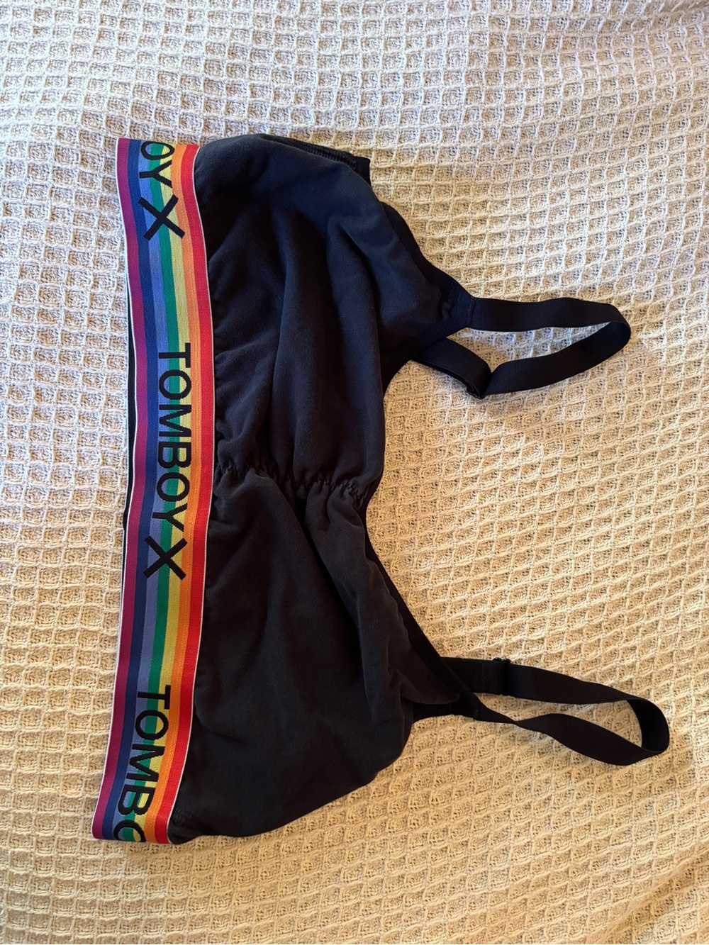 TomboyX Black Bralette with Rainbow Logo Band